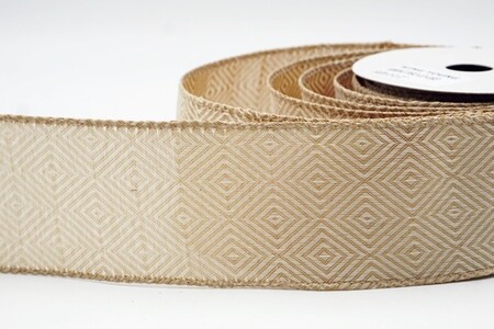 Lichtbruin geometrisch ruitpatroon tweed draadlint_KW0477GC-13-183